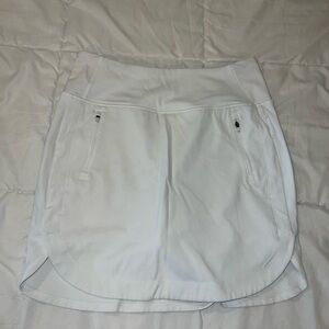 Women's White Athletic Skort with Zip Pockets